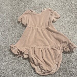Quincy Mae Tan Baby Dress with Bloomers